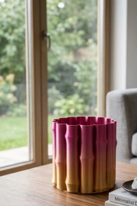 Modern 3D Baskı Mor Sarı Vazo Ev Ofis Dekorasyon Şık Tasarım