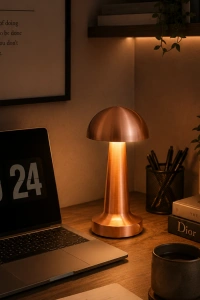 Modern Bronz Mantar Masa Lambası LED Dokunmatik Dekoratif Aydınlatma