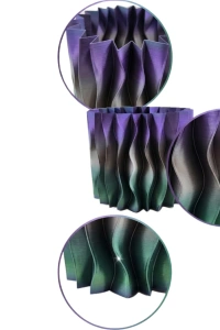 Modern Dalgalı Tasarımlı Mor 3D Dekoratif Vazo Ev Ofis Dekoru