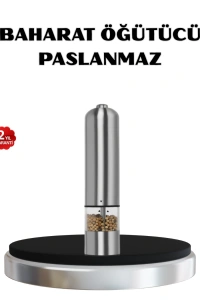 Modern Otomatik Baharat Öğütücü Seti – Pilli, Paslanmaz Çelik, LED Aydınlatmalı