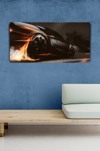 Modern Siyah Araba Kanvas Tablo 60x120