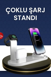 Modern Tasarımlı Çok Fonksiyonlu Kablosuz Şarj Standı