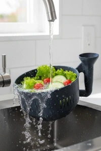 Modern Tasarımlı Sebze Yıkama Kabı Süzgeçli Pratik Mutfak Aparatı