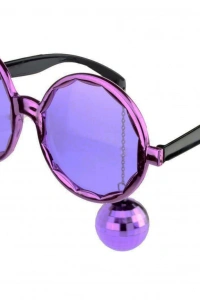 Mor Disko Topu Küpeli Parti Gözlüğü