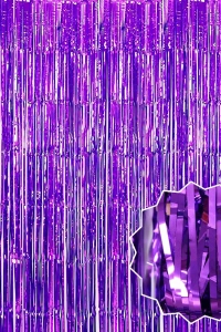 Mor Ekstra Metalize Saçaklı Arka Fon Perde