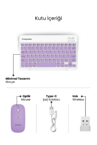 Mor Kablosuz Klavye Ve Mouse Seti