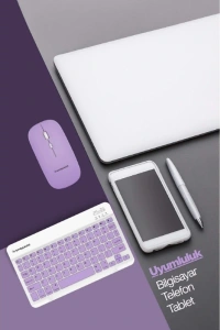 Mor Kablosuz Klavye Ve Mouse Seti