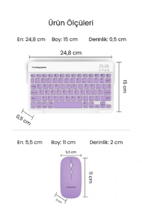 Mor Kablosuz Klavye Ve Mouse Seti