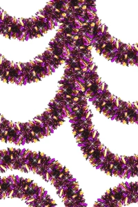 Mor Turuncu Renk 4 cm Genişlik Garland Çift Renk Sim Süs 180 cm