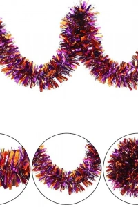 Mor Turuncu Renk 4 cm Genişlik Garland Çift Renk Sim Süs 180 cm