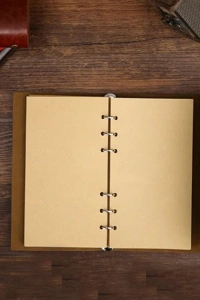 Mor Yaprak Desenli Deri Defter - Roller Metal Kalem - Özel Hediye Seti