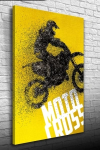 Motor Cross Sarı Siyah Tonlarda Poster Kanvas Tablo 50 x 70