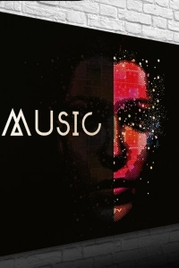 Music Afiş Siyah Kırmızı Tonlarda Kanvas Tablo 50 x 70