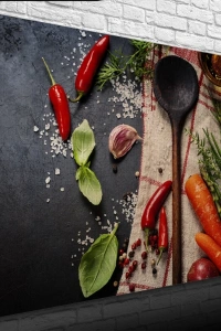 Mutfak Masasındaki Sebzeler Kanvas Tablo 50 x 70