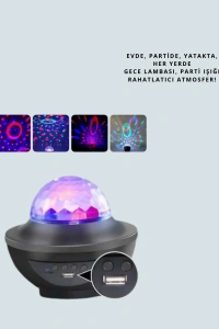 Müzik Ritimli Işık Değişimi & Dönen Dalga Efekti – Galaxy Projektör