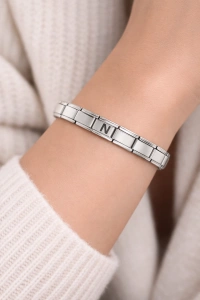 N Harfli Çelik Bileklik – Kişiye Özel Baş Harf Bileklik – Paslanmaz Çelik Zarif Bileklik