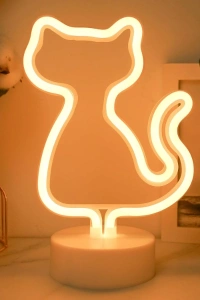Neon Işıklı Kedi Tasarımlı Lamba