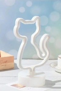 Neon Işıklı Kedi Tasarımlı Lamba