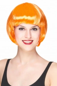 Neon Turuncu Renk Açık Turuncu Küt Parti Peruğu
