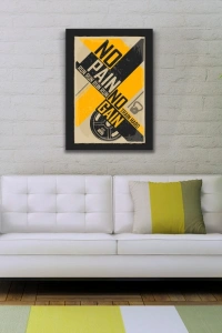 No Pain No Gain Sarı Siyah  Poster Kanvas Tablo 50 x 70