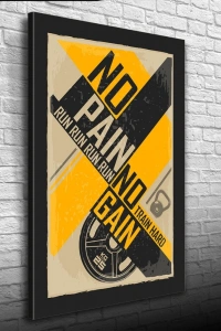 No Pain No Gain Sarı Siyah  Poster Kanvas Tablo 50 x 70