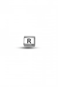 Nomination Uyumlu “R” Harf Charm – Çelik Bileklik Modülü, Kişiye Özel Harf Aksesuarı
