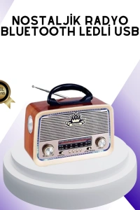 Nostalji Bluetooth Radyo FM AM SW Ahşap Eskitme Tasarım