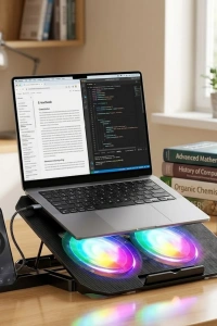 Notebook Soğutucu Stand RGB Aydınlatmalı İki Fanlı Laptop Altlığı