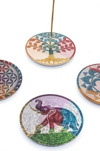 Obsidian Taşı Yuvarlak Tütsülük