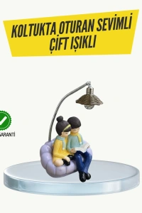 Okuyan Çift Figürlü Dekoratif Gece Lambası Hediye Seçeneği