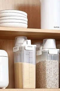 Ölçü Kabı Kapaklı Bakliyat Saklama Kabı - Kulplu Tasarım - 1800 ml