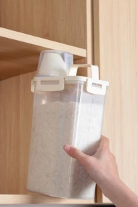 Ölçü Kabı Kapaklı Bakliyat Saklama Kabı - Kulplu Tasarım - 1800 ml