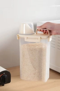 Ölçü Kabı Kapaklı Bakliyat Saklama Kabı - Kulplu Tasarım - 1800 ml