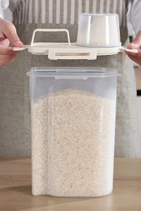 Ölçü Kabı Kapaklı Bakliyat Saklama Kabı - Kulplu Tasarım - 1800 ml