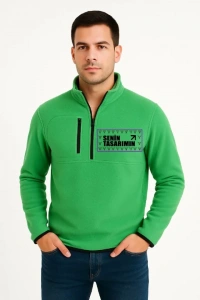 Ön Arka Polar Kazak Dik Yaka - Yeşil