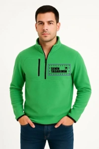 Ön Polar Kazak Dik Yaka - Yeşil