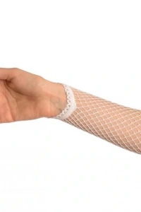 Örgü Beyaz Parmak Arası File Eldiven 26 cm