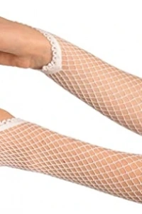 Örgü Beyaz Parmak Arası File Eldiven 26 cm