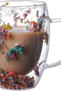 Orjinal Kurutulmuş Çiçekli Kupa Bardak