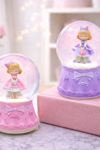 Orta Boy Işıklı Müzikli Prenses Figürlü Kar Küresi