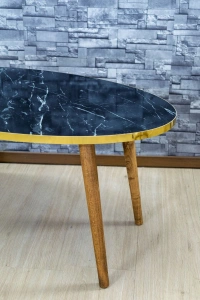 Orta Sehpa Ahşap Torna Ayak Elips Bendir Altın