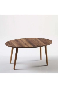 Orta Sehpa Ahşap Torna Ayak Elips Ceviz