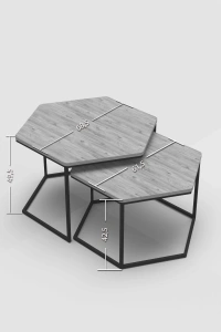 Orta Sehpa Altıgen İkili Lüx Beyaz