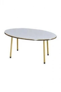 Orta Sehpa Beyaz Elips Metal Ayak Çift Gold