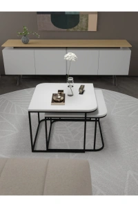 Orta Sehpa Damla İkili Lüx Beyaz