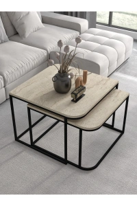 Orta Sehpa Damla İkili Lüx Traverten