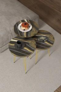 Orta Sehpa Elips Ceviz Siyah Tel Ayak