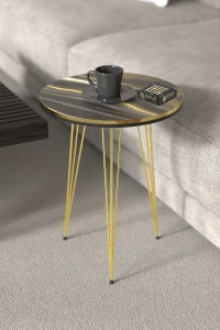 Orta Sehpa Elips Ceviz Siyah Tel Ayak