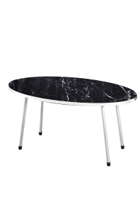 Orta Sehpa Elips Gümüş Metal Ayak Bendir Gümüş