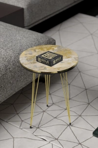 Orta Sehpa Elips Metal Ayak  Krem